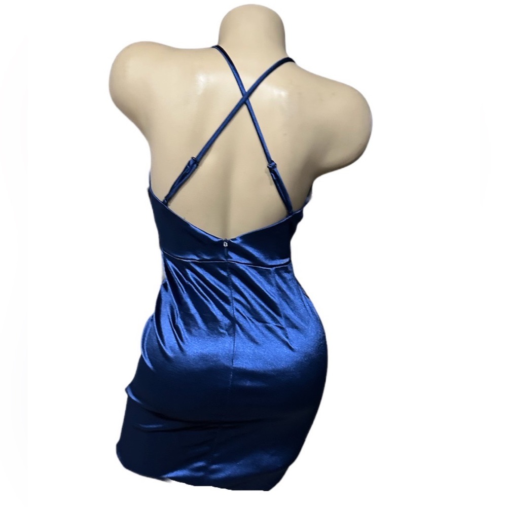 Jump Royal Blue Stretch Satin Mini Short Dress Sz 3/4 NWT NEW - Picture 2 of 3